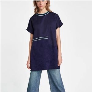 Zara - Mini Dress - Contrasting Trim - Suede - XL